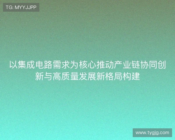 以集成电路需求为核心推动产业链协同创新与高质量发展新格局构建